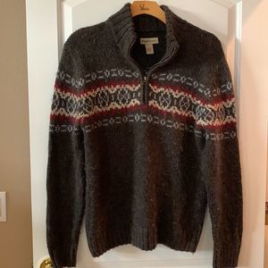 Y2K Fair Isle Nordic Wool 1/4 Zip oversized Ski Sweater size Xl